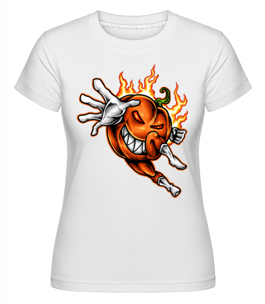 Burning Pumpkin -  Shirtinator Women's T-Shirt - White - Vorn