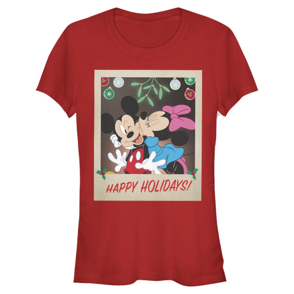 Disney Classics - Micky Maus - Mickey & Minnie Holiday Polaroid - Weihnachten - Frauen T-Shirt - Rot - Vorne