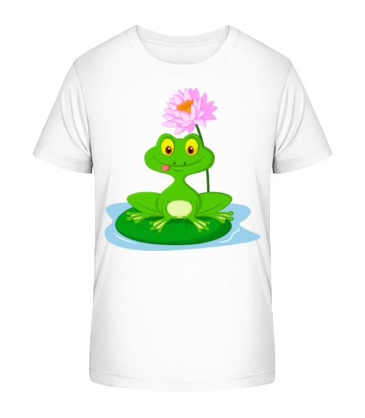Grinsender Frosch - Kinder Bio T-Shirt Stanley Stella - Weiß - Vorne