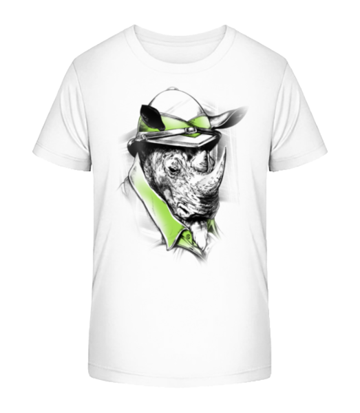 Safari Nashorn - Kinder Bio T-Shirt Stanley Stella - Weiß - Vorne