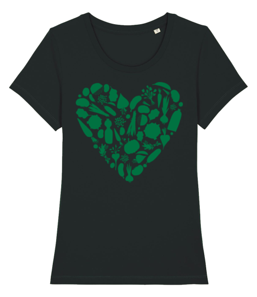 Vegetarisches Herz - Frauen Bio T-Shirt Stanley Stella - Schwarz - Vorne