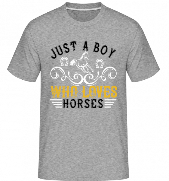 Just A Boy Who Loves Horses -  Shirtinator Men's T-Shirt - Heather grey - Front