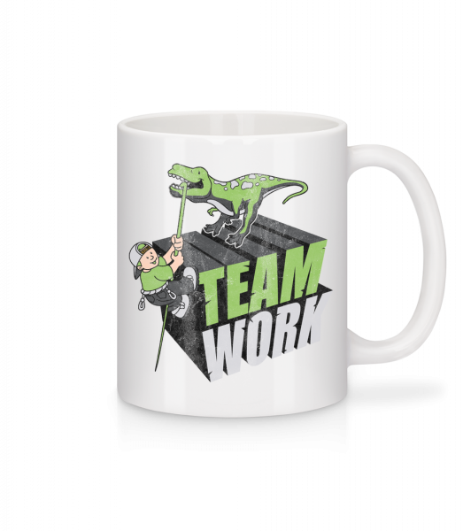 Dinosaur Teamwork - Mug - White - Front