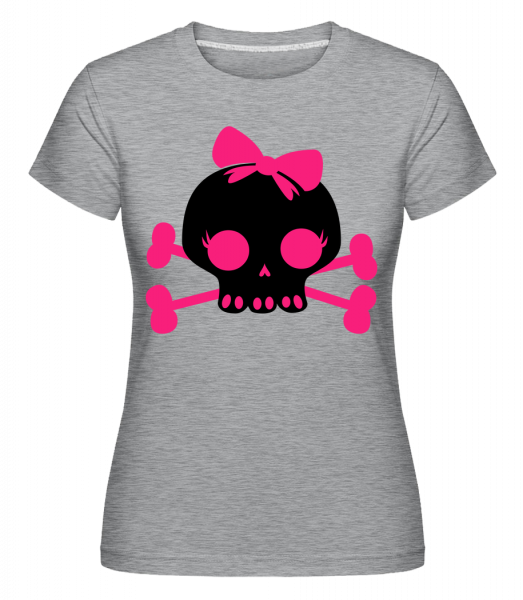 Emo Skull Pink - Shirtinator Frauen T-Shirt - Grau Meliert - Vorn