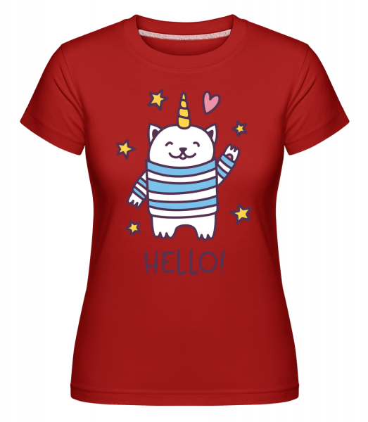 Hello Cat Unicorn -  Shirtinator Women's T-Shirt - Red - Vorn