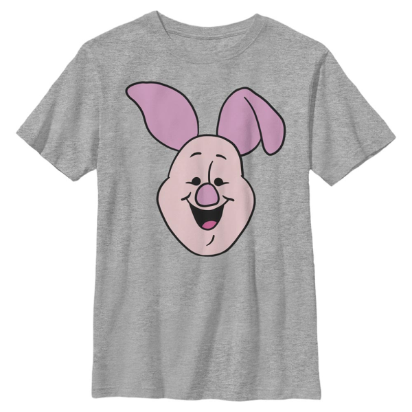 Disney Classics - Winnie Puuh - Prasátko Big Face - Kinder T-Shirt - Grau meliert - Vorne