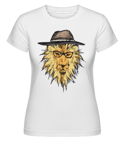 Hipster Lion With Hat -  Shirtinator Women's T-Shirt - White - Front