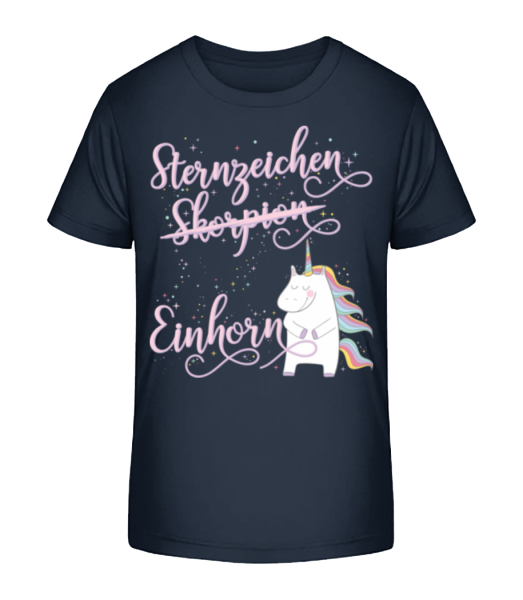 Sternzeichen Einhorn Skorpion - Kinder Bio T-Shirt Stanley Stella - Marine - Vorne