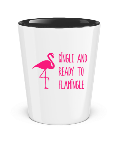 Single And Ready To Flamingle - Schnapsglas zweifarbig - Weiß / Schwarz - Vorne