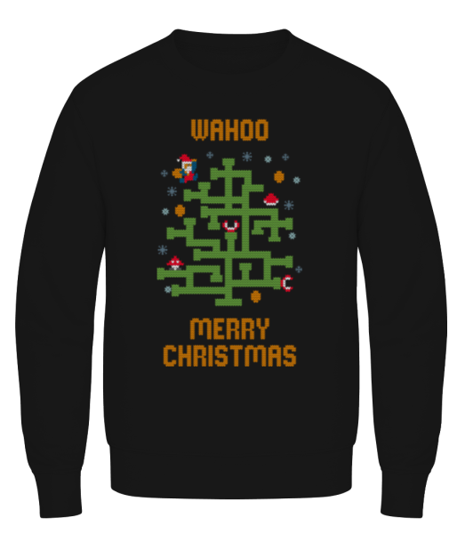 Merry Christmas Ugly Mario - Men's Sweatshirt - Black - Front