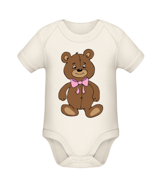 Teddy Bear With Bow - Organic Baby Body - Cream - Front