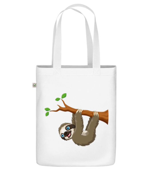 Cute Sloth Hanging On A Branch - Organic tote bag - White - Front
