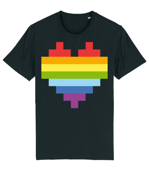 Rainbow Heart - Men's Organic T-Shirt Stanley Stella - Black - Front