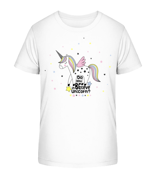 Do You Believe In Unicorn - Kid's Bio T-Shirt Stanley Stella - White - Front