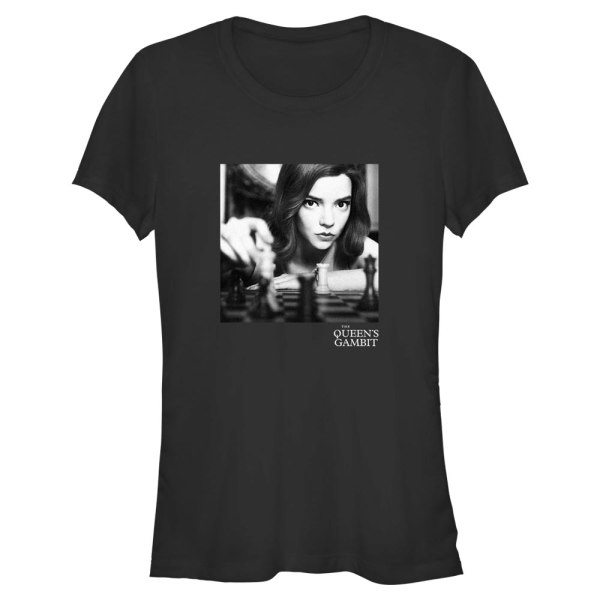 Netflix - Das Damengambit - Beth Harmon Checkmate Photo Real - Frauen T-Shirt - Schwarz - Vorne