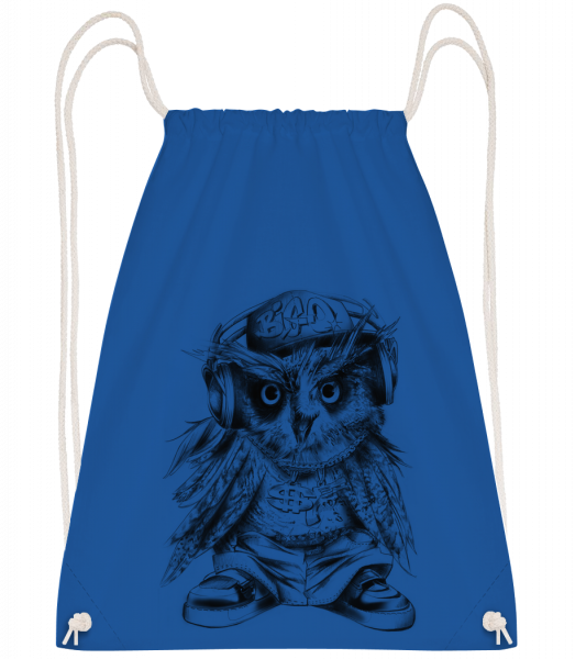 Hip Hop Owl - Drawstring Backpack - Royal blue - Vorn