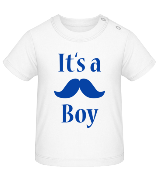 It's A Boy - Schnauzbart - Baby T-Shirt - Weiß - Vorne