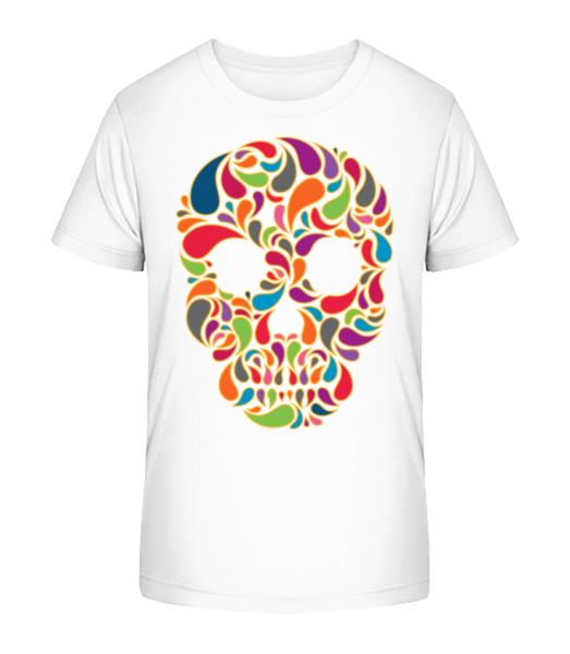 Colorful Skull - Kinder Bio T-Shirt Stanley Stella - Weiß - Vorne