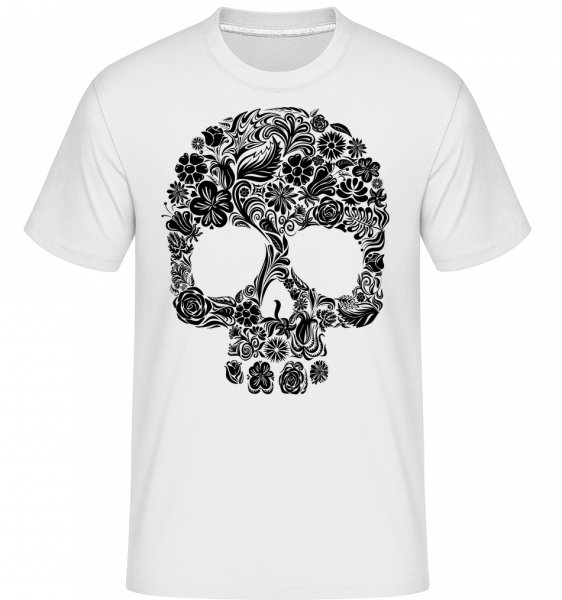 Flower Skull - Shirtinator Männer T-Shirt - Weiß - Vorn