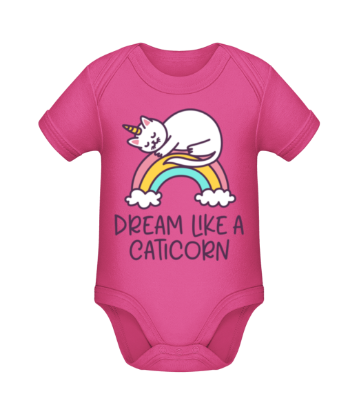 Dream Like A Caticorn - Organic Baby Body - Magenta - Front