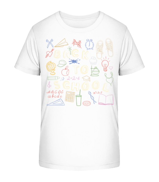 Back To School Symbols - Kid's Bio T-Shirt Stanley Stella - White - Front