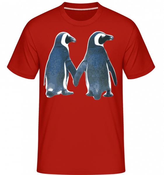 Pinguin Paar - Shirtinator Männer T-Shirt - Rot - Vorn