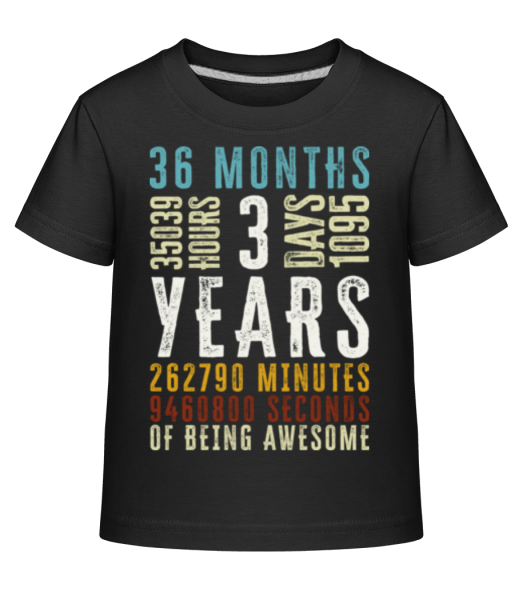3 Years 36 Months - Kid's Shirtinator T-Shirt - Black - Front