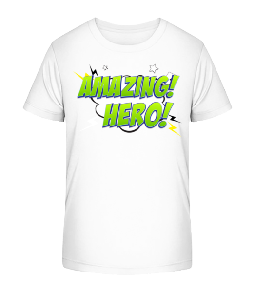 Amazing Hero Icon - Kinder Bio T-Shirt Stanley Stella - Weiß - Vorne
