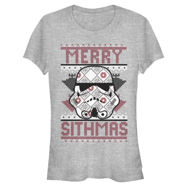 Star Wars - Stormtrooper Sith Sweater - Weihnachten - Frauen T-Shirt - Grau meliert - Vorne