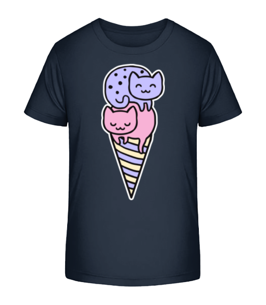 Katzen Eis - Kinder Bio T-Shirt Stanley Stella - Marine - Vorne