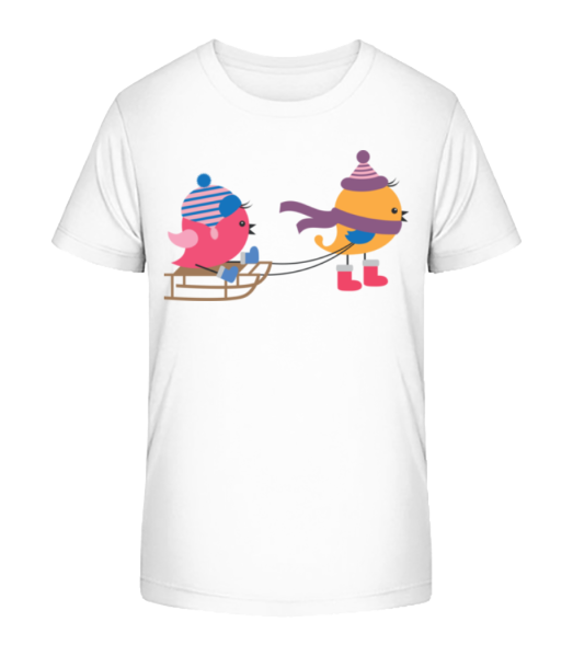 Sled Birds - Kid's Bio T-Shirt Stanley Stella - White - Front
