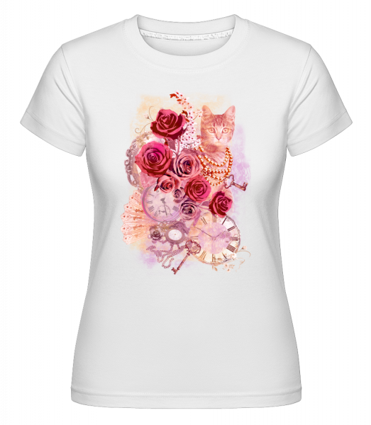 Rose Cat -  Shirtinator Women's T-Shirt - White - Front