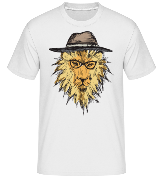 Hipster Löwe mit Hut - Shirtinator Männer T-Shirt - Weiß - Vorne