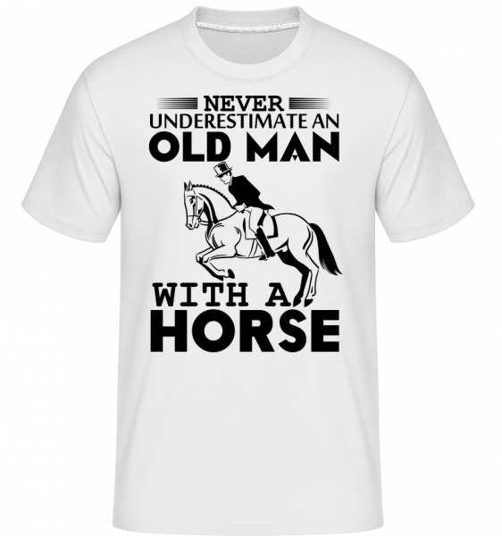 Old Man With Horse -  Shirtinator Men's T-Shirt - White - Vorn
