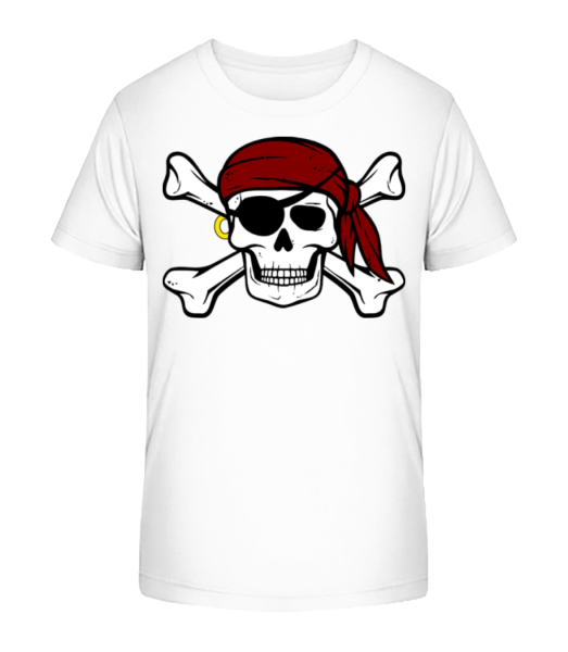 Piraten Totenkopf - Kinder Bio T-Shirt Stanley Stella - Weiß - Vorne