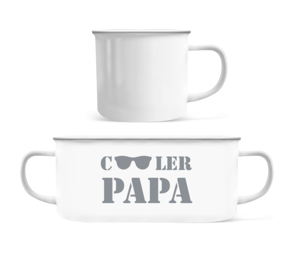 Cooler Papa - Sonnenbrille - Emaille-Tasse - Weiß - Vorne