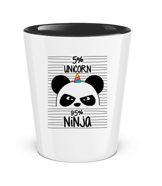 5% Unicorn 95% Ninja - Schnapsglas zweifarbig - Weiß / Schwarz - Vorne