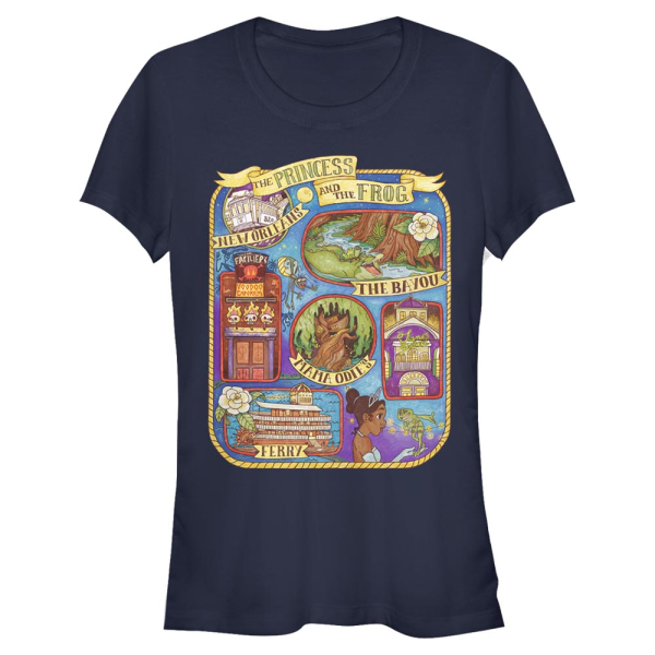 Disney - The Princess and the Frog - Skupina Map - Women's T-Shirt - Navy - Front