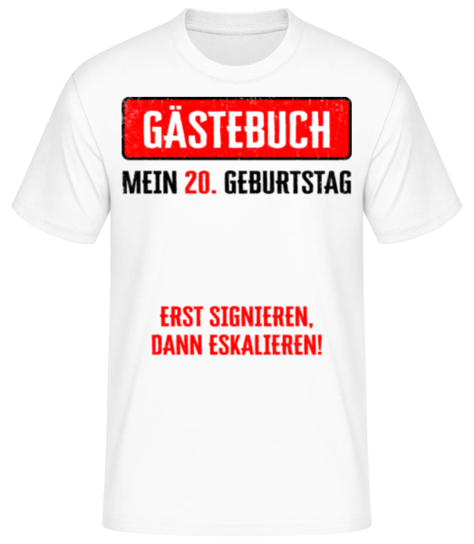 Gästebuch 20 Geburtstag - Männer Basic T-Shirt - Weiß - Vorne