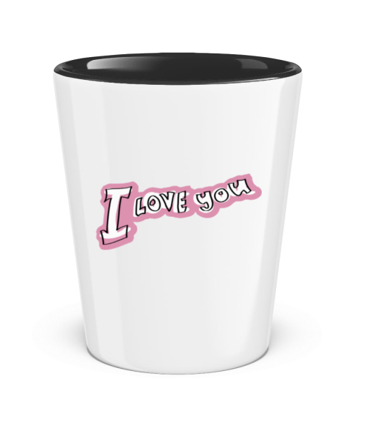I Love You Lettering - Two-Toned Shot Glass - White / Black - Front