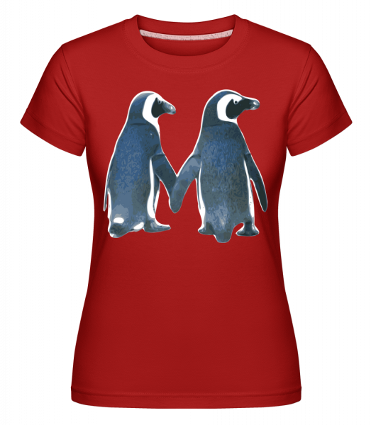Pinguin Paar - Shirtinator Frauen T-Shirt - Rot - Vorn