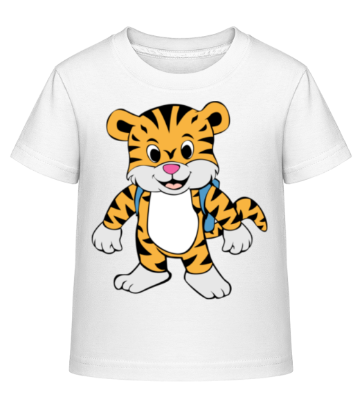 Süßer Tiger mit Rucksack - Kinder Shirtinator T-Shirt - Weiß - Vorne