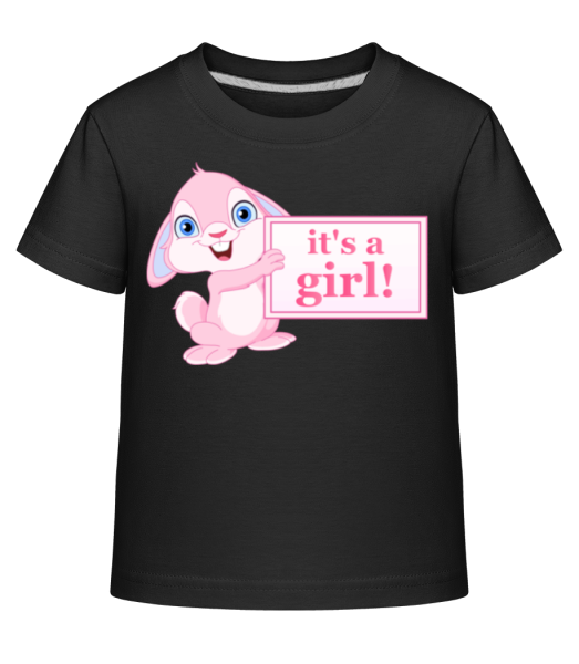 It's A Girl Rabbit - Kinder Shirtinator T-Shirt - Schwarz - Vorne