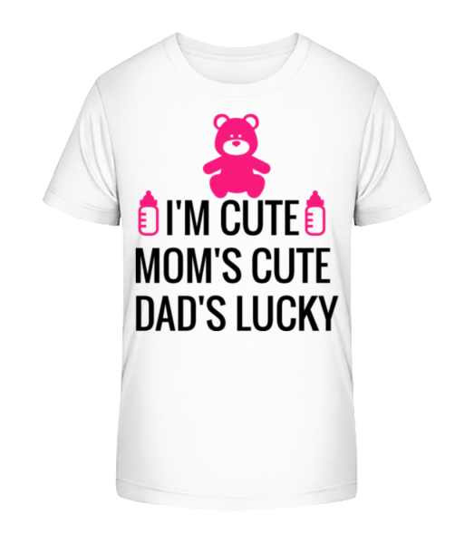 I'm Cute Dad's Lucky - Kinder Bio T-Shirt Stanley Stella - Weiß - Vorne