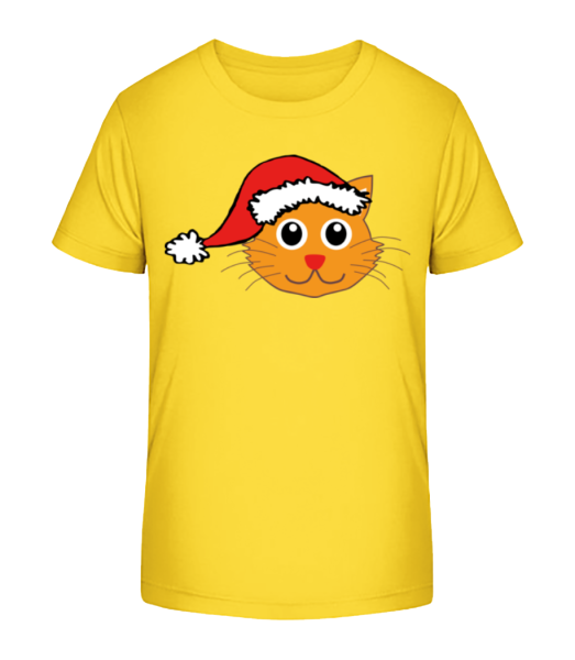 Katze Weihnachten - Kinder Bio T-Shirt Stanley Stella - Gelb - Vorne
