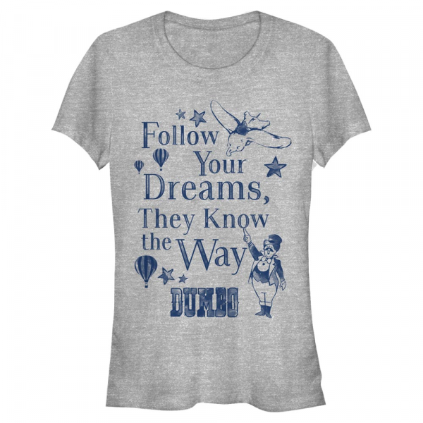 Disney Classics - Dumbo - Dumbo Follow Dreams - Frauen T-Shirt - Grau meliert - Vorne