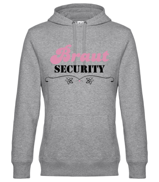 JGA Braut Security Blumen - Unisex Premium Hoodie - Grau meliert - Vorne