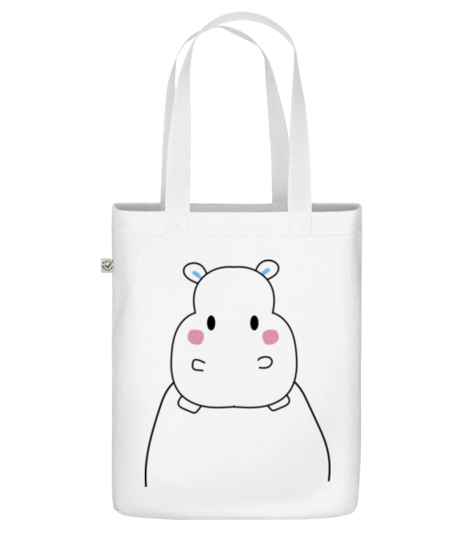 Cute Hippopotamus - Organic tote bag - White - Front