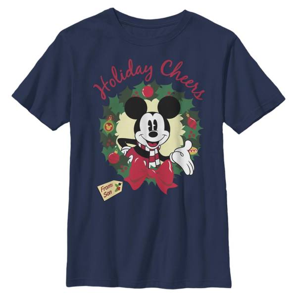 Disney Classics - Mickey Mouse - Mickey Mouse Holiday Cheer Son - Kids T-Shirt - Navy - Front
