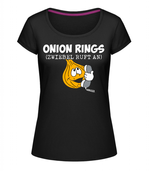 Onion Rings - Frauen T-Shirt U-Ausschnitt - Schwarz - Vorn